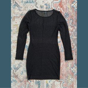 Black Sheer Sparkle Mini Long Sleeve Dress